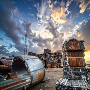 Mixed aluminum scrap showing varied alloys and surface contaminants prior to quality testing